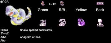 Yield leveling rate ev yield body style footprint pokédex color base friendship cry 1 changes from the originalgame 2 pokédex entry 3 game locations 4 base stats 5 type effectiveness 6. Pokemon Yellow Part 89 Pokedex 023 Ekans