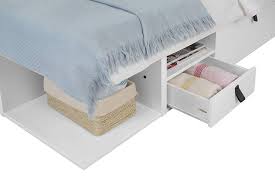 A tremendous amount of useful storage space is obtained by adding the drawers underneath the bed. Memomad Bali Storage Platform Bed Queen Size Off White Memomad Store