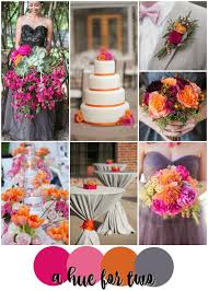 Magenta Orange And Grey Wedding Colour Scheme Bold And Vibrant Weddings Wedding Plannin Fall Wedding Color Schemes Fall Wedding Colors Bold Wedding Colors
