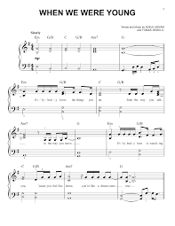 Ne loupez pas les premiers e. Adele When We Were Young Digital Sheet Music By Adele Sheet Music Piano Music Adele Music