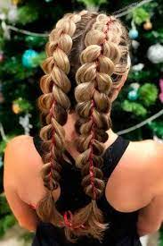 42 Super Cute Christmas Hairstyles For Long Hair Ribbon Hairstyle Hair Styles Long Hair Styles