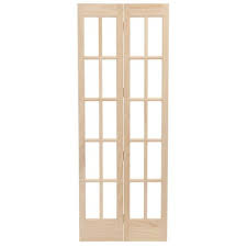 Pinecroft 30 In X 80 In Classic French Glass Wood Universal Reversible Interior Bi Fold Door 872526 Bifold Doors French Doors Interior Wood Doors Interior