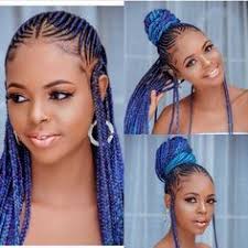 Singles Black And Blue Braids Pin On African Hair With Extensions Braiding Plaiting