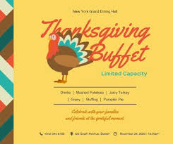 Yellow Thanksgiving Buffet Facebook Post Yummy Turkey Facebook Post Template Facebook Posts Post Templates