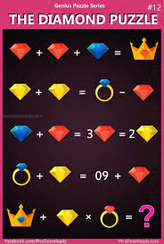 The Diamond Puzzle 99 Will Fail To Answer This Logical Brain Teaser Math Puzzle Most Dif Maths Puzzles Picture Puzzles Brain Teasers Printable Brain Teasers