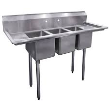 sauber 3 compartment stainless steel
