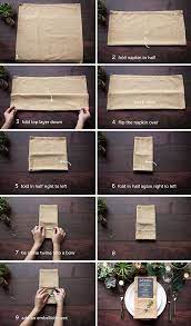 Conseils pour la dcoration de salle pour un mariage, crmonie et ftes. Table Setting Tips 3 Menu Napkin Folds Pliage Serviette Mariage Deco Table Mariage Mariage Rustique