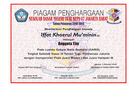 Check spelling or type a new query. Piagam Penghargaan Kepada Siswa Dalam Kegatan Ekstrakurikuler Sd Negeri Duri Kepa 07