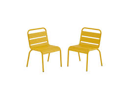 Lot de 4 chaises vinny gris vintage, lot de 4 pieds épingle 71 cm pour, lot de 4 tabourets de bar h 106cm, lot de 4 tabourets de bar h 99cm, lot de 4 tabourets denver marron, lot de 4 tabourets en tissu gris. Lot De 2 Chaises De Jardin Pour Enfants Popayan En Metal Jaune L37 X P43 X H56 Cm