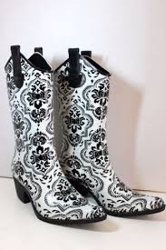 Black And White Cowboy Boots Corkys Women S Black White Cowboy Western Style Rubber Rain Boots Size 6m Boots Rubber Rain Boots Womens Boots