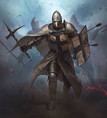 Dressed in chain mail, cloak, fur, leather pants and boots with a spear in. Teutonic Knight Crusader Knight Knight Art Medieval Fantasy Characters