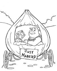 Shrek And Princess Fiona In Onion Carriage They Were Just Married Coloring Page Wedding Coloring Pages Coloring Book Pages Christmas Coloring Pages