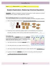 Student exploration balancing chemical equations gizmo answer key pdf. Balancingchemequationsse Name Rebecca Olson Date Student Exploration Balancing Chemical Equations Vocabulary Coefficient Combination Compound Course Hero