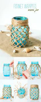 Fishnet Wrapped Mason Jar Mason Jar Crafts Diy Mason Jar Diy Dollar Store Crafts