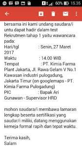 Cara mengirim lamaran kerja lewat email yang pertama adalah mempersiapkan terlebih dahulu beberapa dokumen pendukungnya. Pt Kimia Farma Persero Tbk Plant Jakarta Pulogadung Random Email Loker