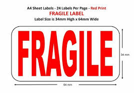 When it comes time to print, this will tell you how to load the labels page scaling. Fragile A4 Sheets Labels Packaging 2 Your Door