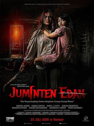Official Poster film Juminten Edan JUMINTEN seorang perempuan penyandang  disabilitas wicara yang kembali ke kampung halamannya bersama suami dan  anaknya setelah 8 tahun merantau. Kepulangannya memicu trauma masa lalu  yang mengubah perilakunya