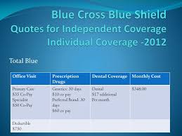 Before making a final decision, please read the plan's federal brochures (standard option and basic. Ppt Blue Cross Blue Shield Quotes For Independent Coverage Individual Coverage 2012 Powerpoint Presentation Id 2593826