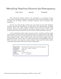 Pdf Metodologi Penelitian Ekonomi Dan Penerapannya