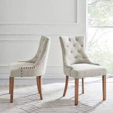 Its primary features are two pieces of a durable material, attached as back and seat to one another at a 90° or slightly greater angle, with usually the four corners of the horizontal seat attached in turn to four legs—or other parts of the seat's. Dukeliving Belle Scoop Back Provincial Upholstered Dining Chairs Beige Set Of 2 Buy Dining Chairs Sets Of 2 2306661
