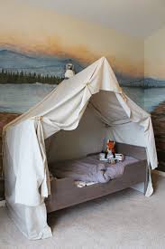Remodelaholic Camping Tent Bed In A Kid S Woodland Bedroom Bed Tent Camping Bedroom Woodland Bedroom
