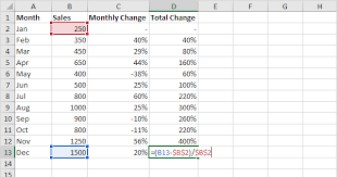 Enter the formula =c2/b2 in cell d2, and copy it down to as many rows as you need. Percent Change Formula In Excel Easy Excel Tutorial