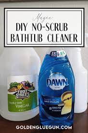 Spray liberally around your tub and/or shower. Magic Diy No Scrub Bathtub Cleaner Chemical Free Bathtub Cleaner Homemade Shower Cleaner Vinegar Shower Cleaner