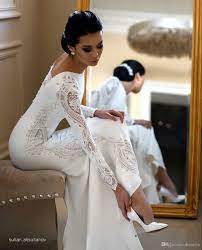 Hot Sale Modest Mermaid Wedding Dresses Lace Appliqued Beaded Berta Sweep Train Boho Wedding Dress Bridal Gowns Sleeves Abiti Da Sposa Elegant Wedding Dresses I Best Wedding Dresses Wedding Dresses Lazaro