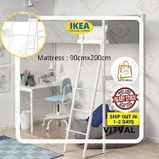 Information about loft by loteng (kuantan). Buy Ikea Vitval Loft Bed Frame With Desk Top White Light Grey90x200 Cm I Rangka Katil Loteng Permukaan Meja Seetracker Malaysia