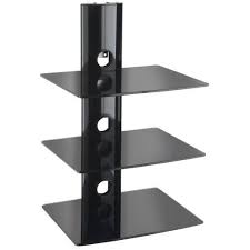 Designer Habitat 3x Floating Black Glass Shelves Mount Bracket For Dvd Blu Ray Player Ps3 Xbox 360 Video Game Accessories Framed Tv Dvd Blu Ray Players