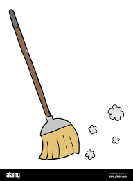 Cartoon vector illustration of broom and cleaning. Colored and black  outlines Stock Vector Image & Art - Alamy