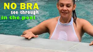 ✓ NO BRA see through sheer TOP and wet t shirt 💦 POOL [#2] - YouTube