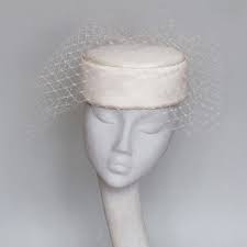 Ivory Birdcage Veil Bridal Pillbox Fascinator Bridal Hat Etsy