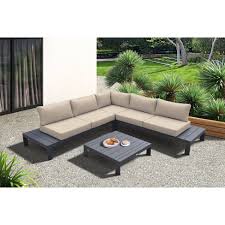 Padded with elastic sponge as much as possible, the modern sofa set gives you upgraded comfort and leaves you no worry of sinking. 4pc Razor Outdoor Sectional Set In Dark Gray Finish And Gray Cushions Armen Living Target