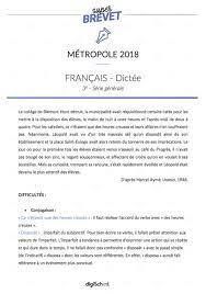 Corrige De La Dictee Du Brevet 2018 Francais Francais 3eme Dictee Modele De Planning