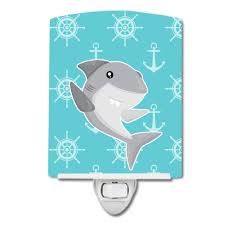 Caroline S Treasures Shark On Nautical Ceramic Night Light Wayfair