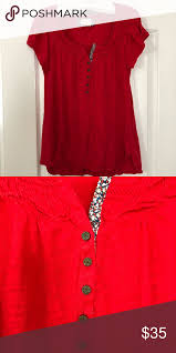 Anthropologie Meadow Rue Shirt Red Anthropologie Shirt Size Medium Anthropologie Tops Anthropologie Shirt Shirts Clothes Design
