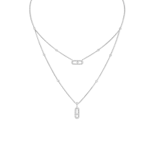 Roberto coin basic yellow gold large flat hoop. Messika Move Uno 2 Rows Pave Necklace W07174