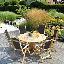 Free delivery and returns on ebay plus items for plus members. Roble 6 Seat Bengal Pedestal Round Garden Table Set With Lazy Susan Sling Seat Recliners Riverhill Garden Supplies