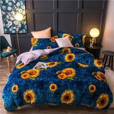 sunflower fleece warm twin full queen king size bedding set bed set duvet cover flat sheet bed sheet parure de lit ropa de cama king size bedding sets duvet bedding sets