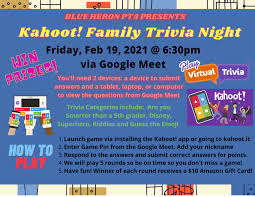 The reality of a family dinner is more like one kid whining that ther. Kahoot Family Virtual Trivia Night Blue Heron Elementary Pta