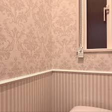 バス トイレ サンゲツ ストライプ ダマスク柄のインテリア実例 2017 10 18 15 38 53 roomclip ルームクリップ トイレ 壁紙 おしゃれ トイレのデザイン トイレ レイアウト