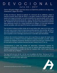 Un milagro es una intervención sobrenatural en el curso ordinario de la naturaleza. Devocional 03 07 17 Feenaccioncce Com