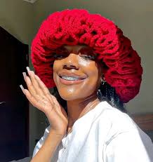 Crochet curler hat for old lady costume