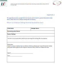 Return To Childcare Parental Declaration Form Longford Childcare Committee