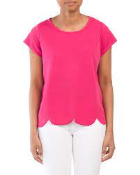 Made In Usa Scallop Hem T Shirt Short Sleeve T J Maxx Tj Maxx Shirts Stretch Shorts