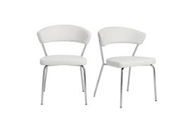 Sitting atop a suitably crafted curved base, is a supple leather, wrapped seat and back. White Vegan Leather And Chrome Curved Back Dining Chair Set Of 2 Living Spaces