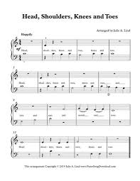 Head Shoulders Knees And Toes Free Easy Piano Sheet Music For Children Easy Piano Sheet Music Piano Sheet Music Sheet Music