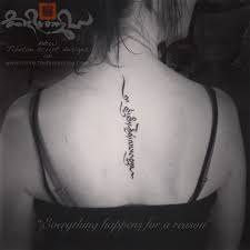 Sanskrit tattoos designs, ideas and meaning, tattoos for you. Everything Happens For A Reason Vertically Aligned In The Cursive Drutsa Script Style Original Design Available Here H Tattoo Quotes Tattoo Designs Tattoos