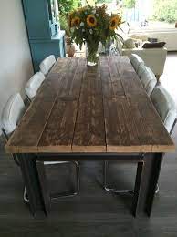 tafel treinrail onderstel met dikke steigerplanken 2082014met tafel industrieel industriele tafel rustieke eettafel
